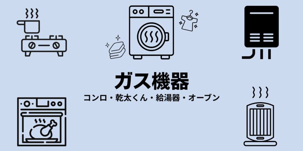 ガスコンロ、乾太くん、給湯器、オーブンから商品を選択すると、詳しくみることが出来ます。